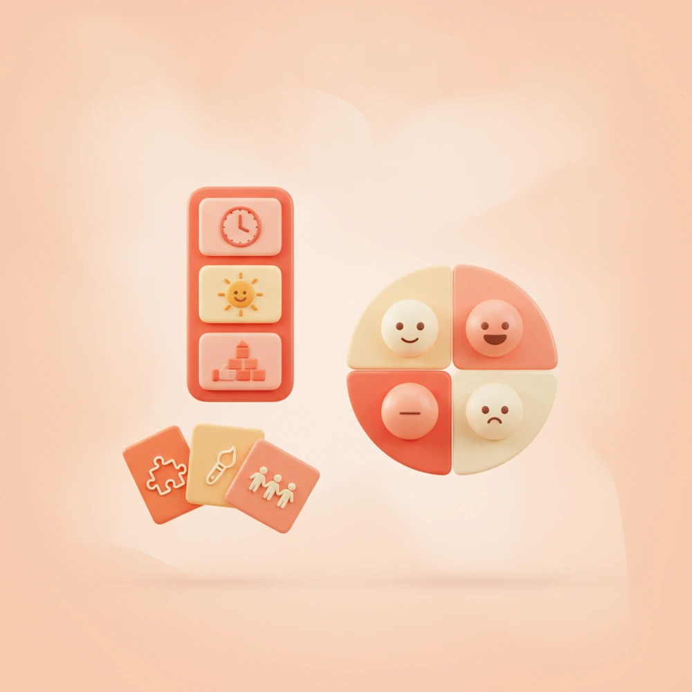 Infographic of visual supports like schedules and task cards