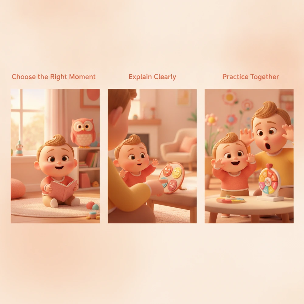 Infographic on introducing emotion charts to children.