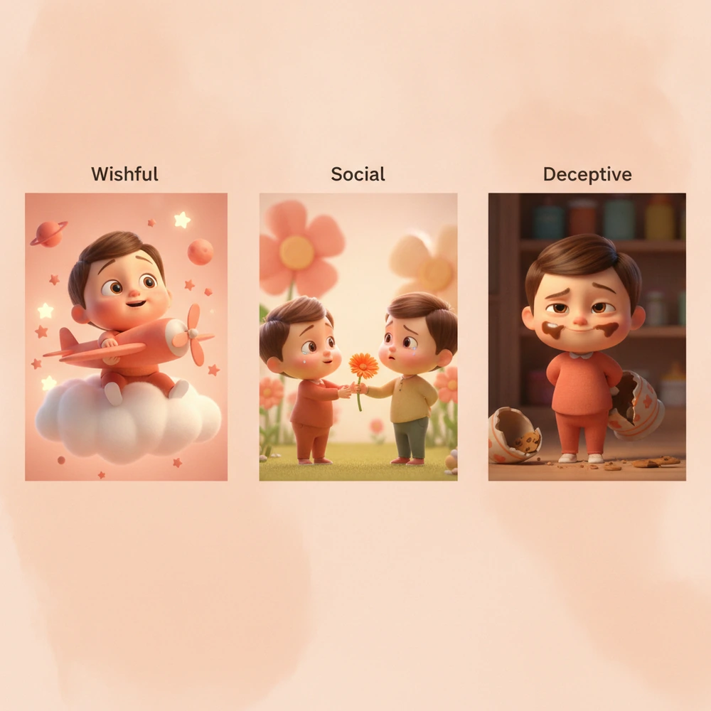 Infographic on types of preschool lies.
