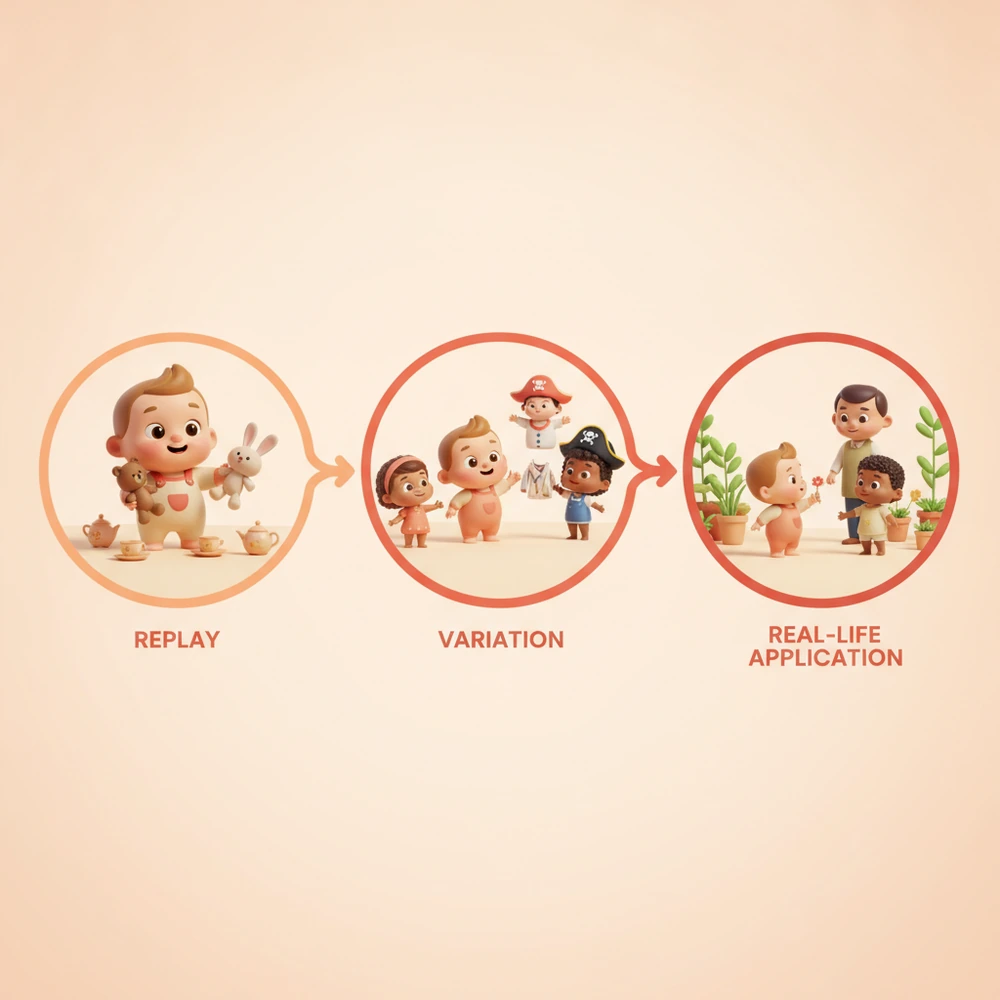 Infographic of the 3-step role-play method for SEL.