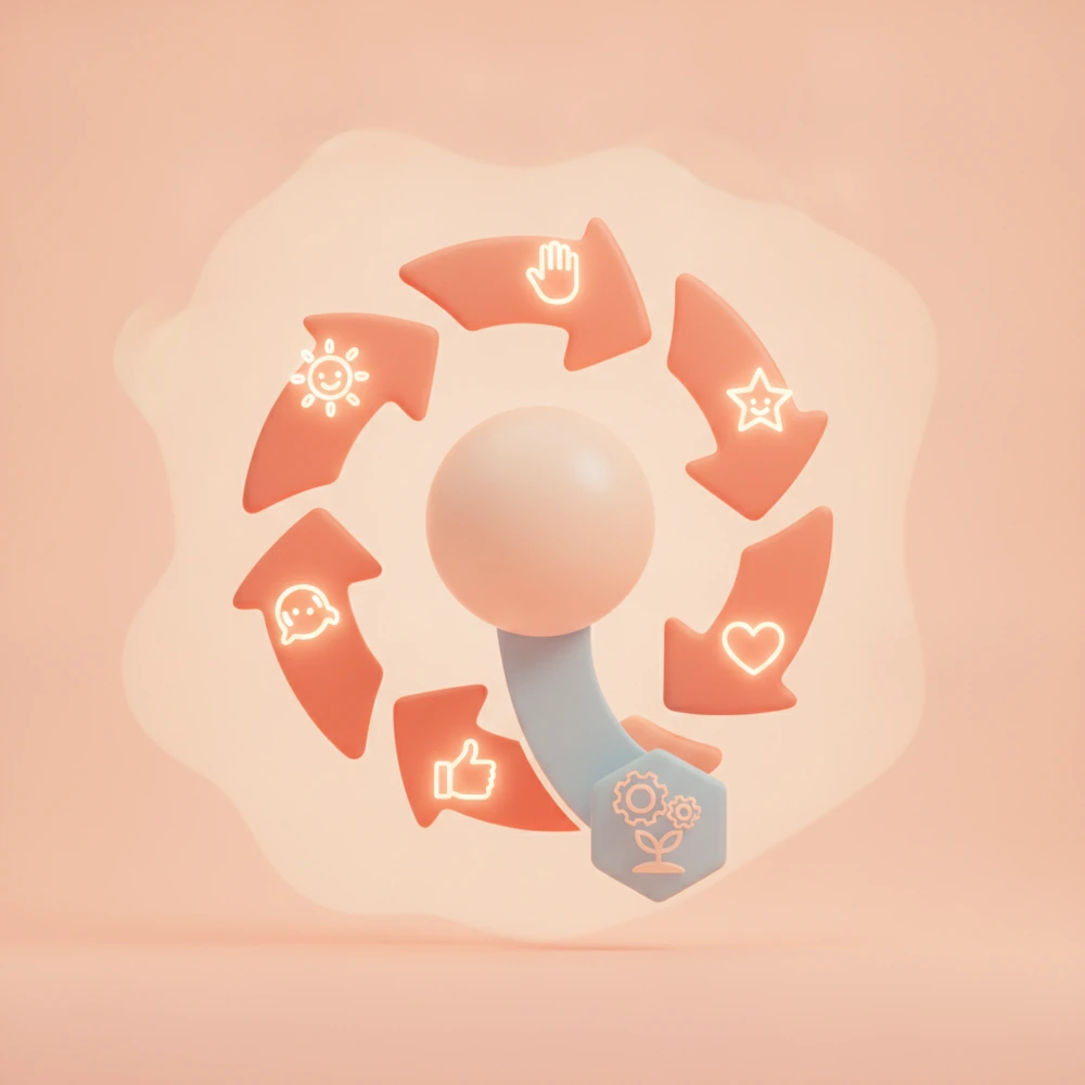 Infographic showing a positive feedback loop.