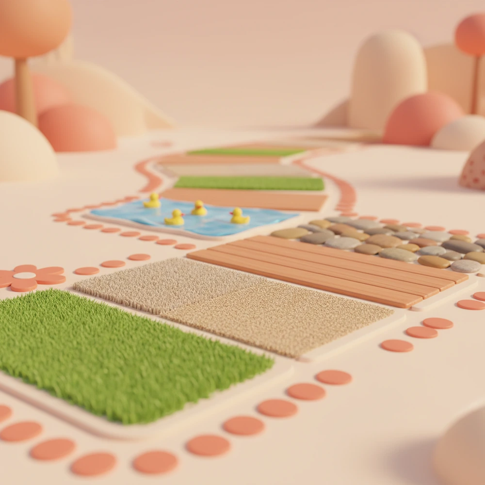 Infographic of a textured sensory walk setup.