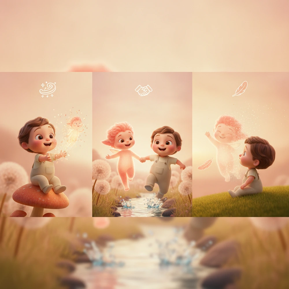 Infographic illustrating stages of imaginary friend development.