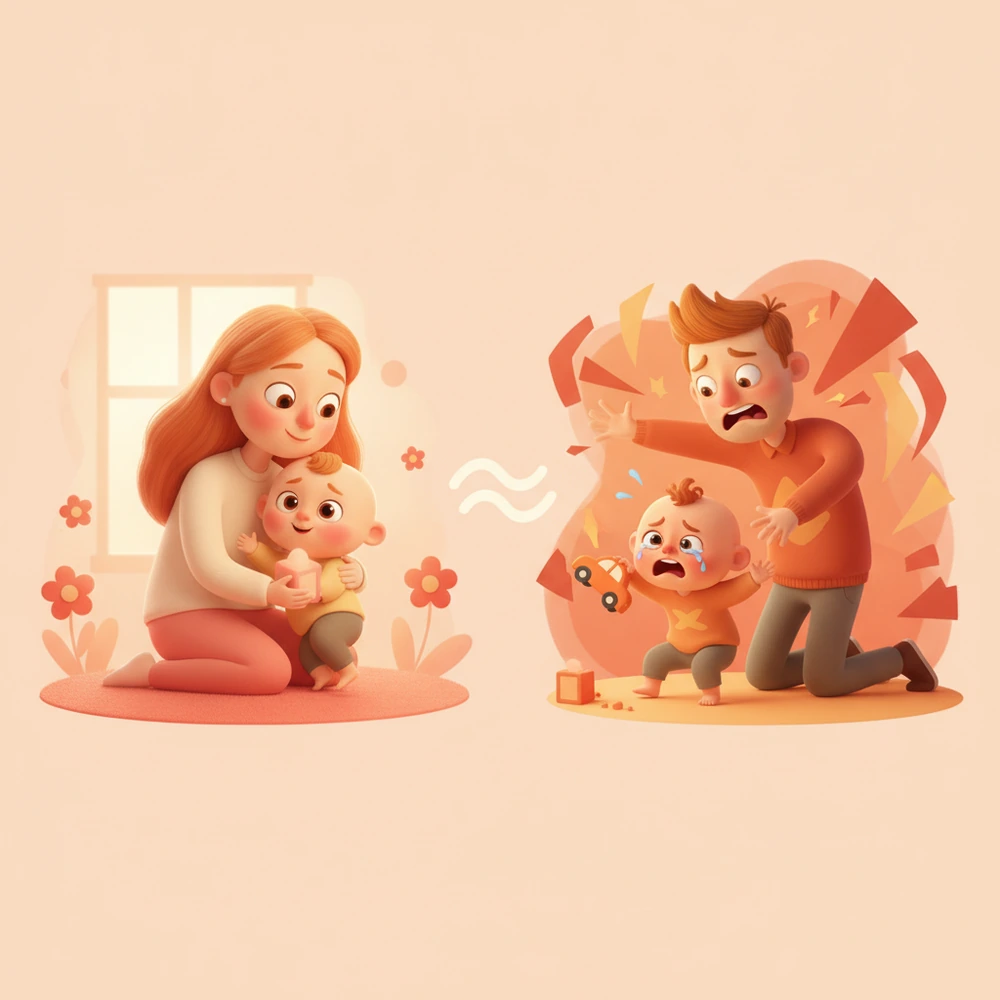 Infographic comparing co-regulation and co-escalation in parent-child interactions.