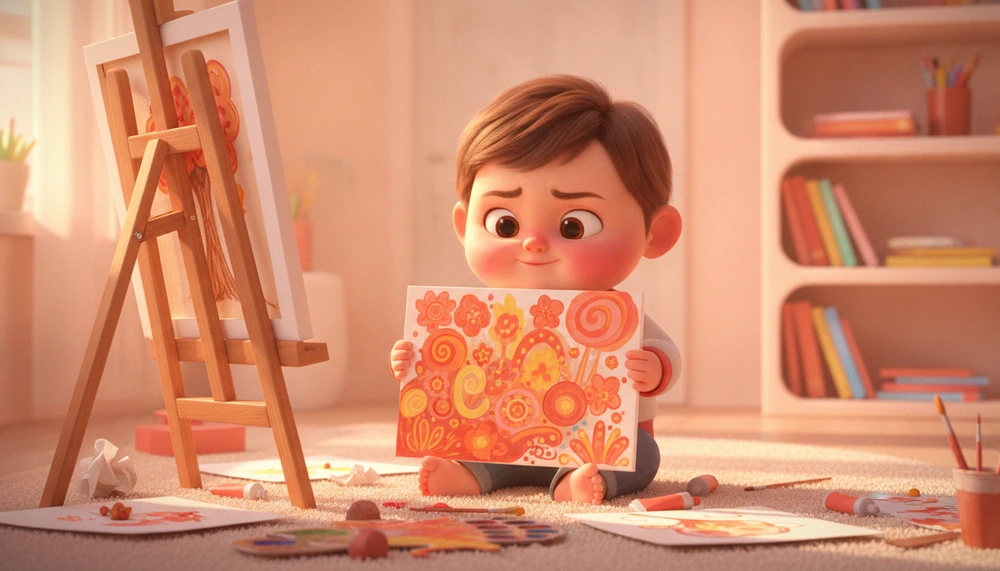 Child intensely focused on an art project, showcasing hyperfocus.