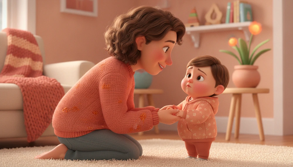 Parent and child discussing feelings about an upcoming event.