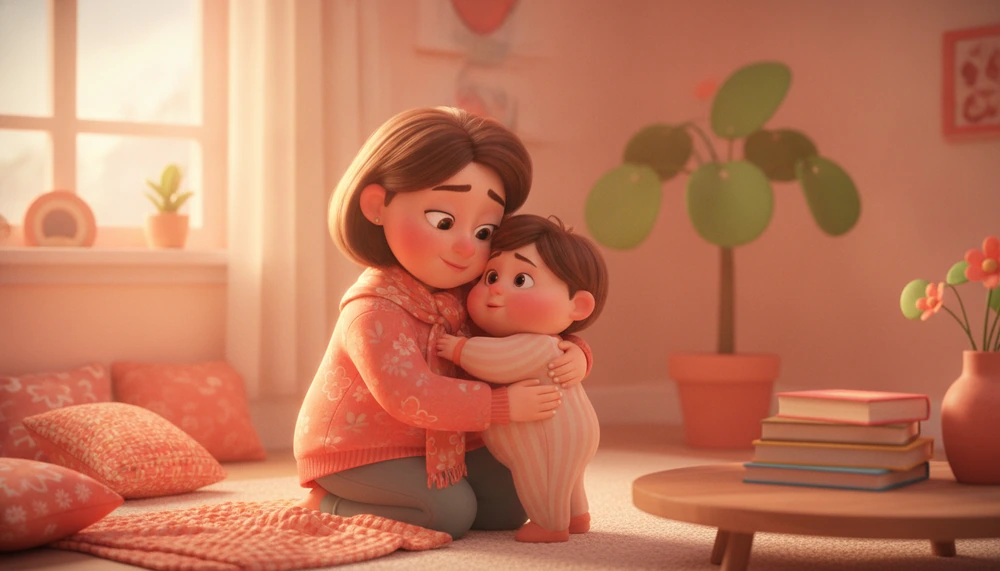 Parent holding child after conflict, showing comfort and connection.