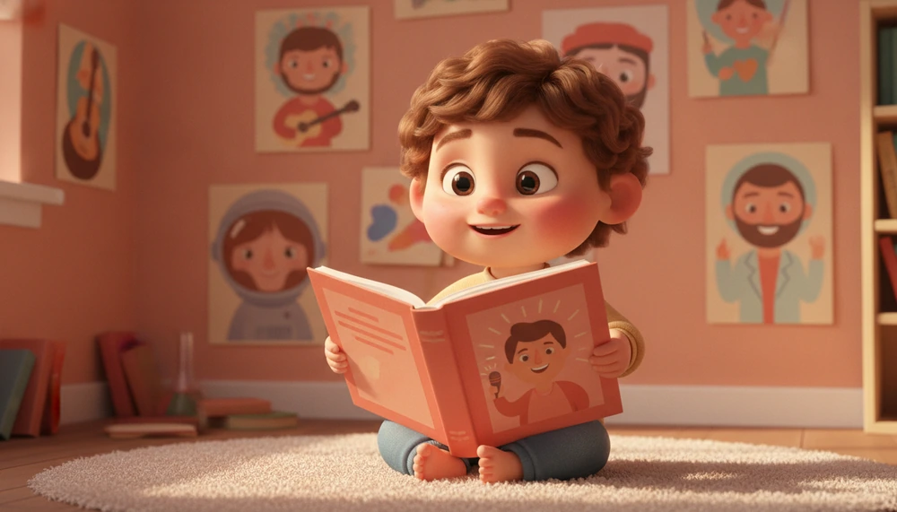 Child reading about a celebrity's autism disclosure.