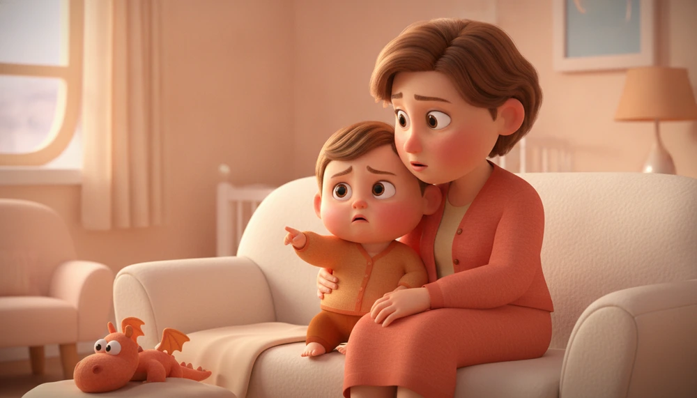 Parent listening to child's fear.