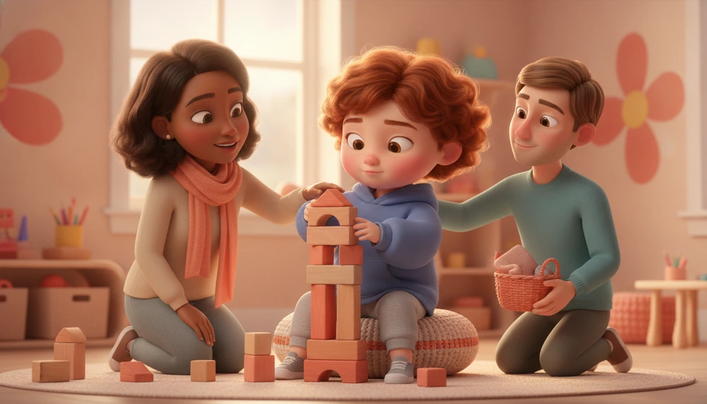 Child in classroom setting with supportive teachers, illustrating empathy and support for ADHD.