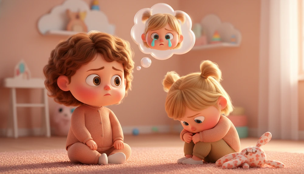 Child understanding a friend's feelings through empathy.