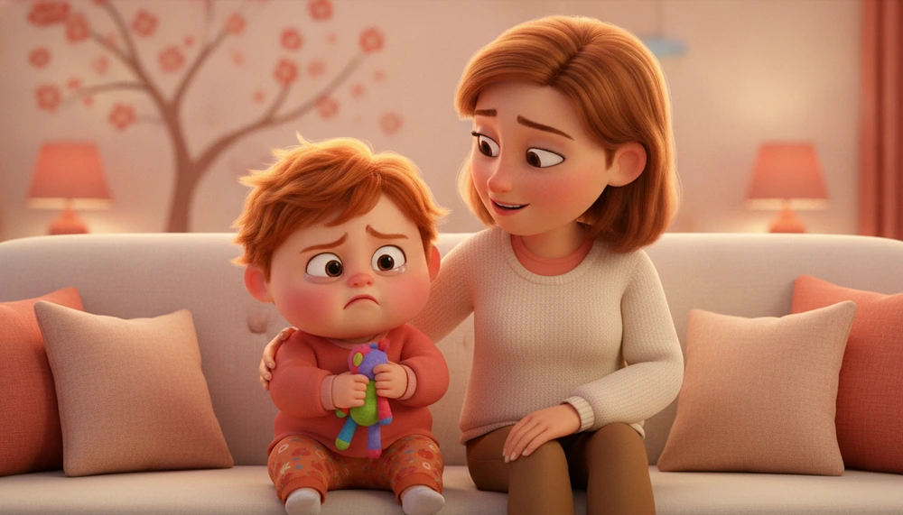 A parent and child having a supportive conversation during a time-in session.