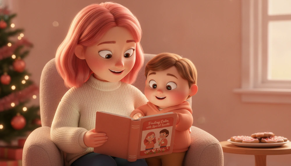 Family using social stories to prepare for a holiday event.
