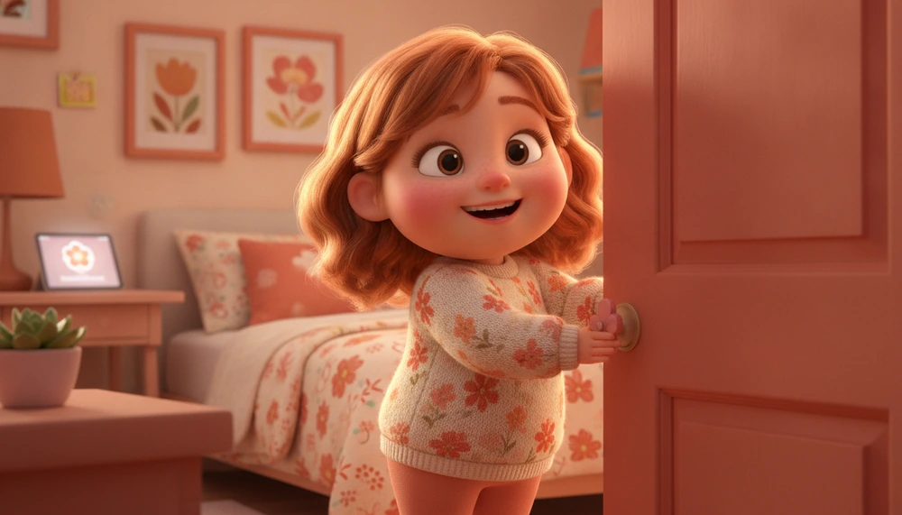 Tween girl closing her bedroom door, feeling trusted.