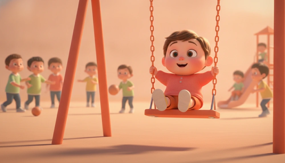 Child choosing to play alone after being excluded.