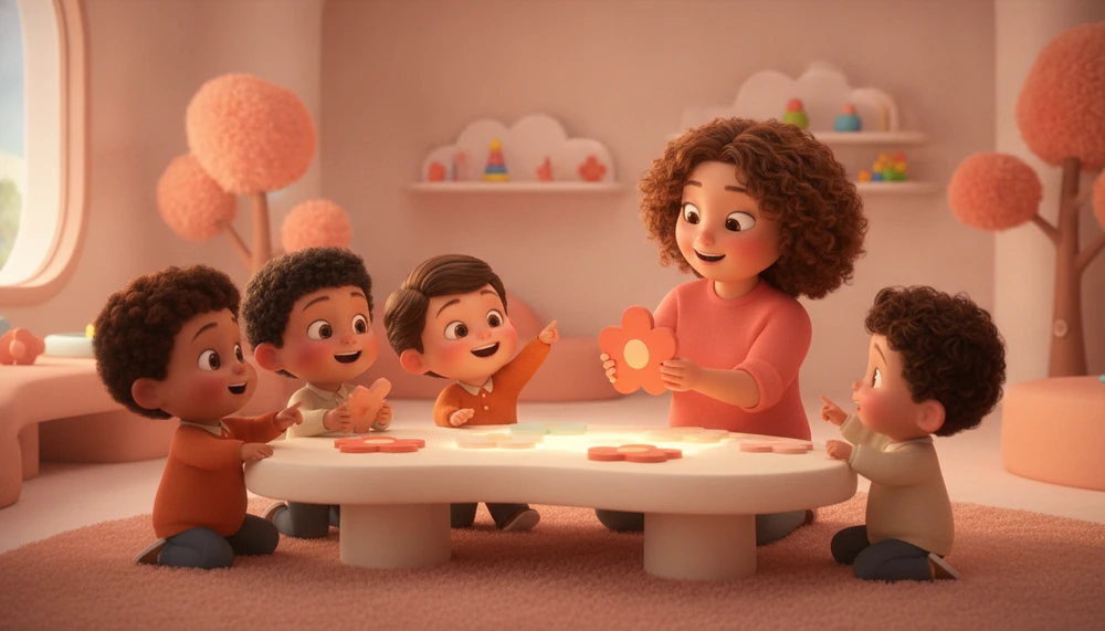 Children and therapist in a classroom setting, illustrating push-in therapy.