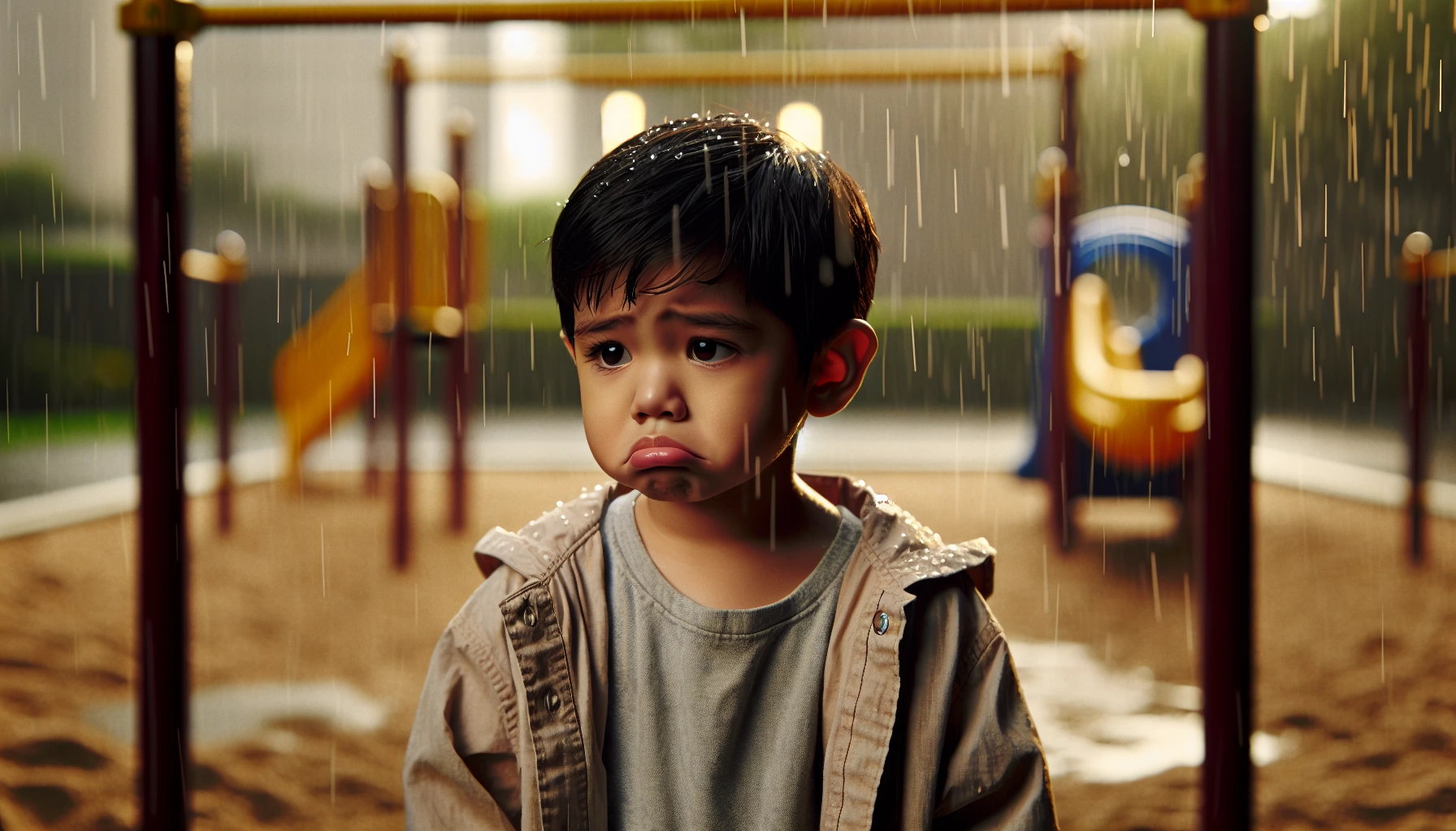 Illustration for: It started to rain. I felt sad.