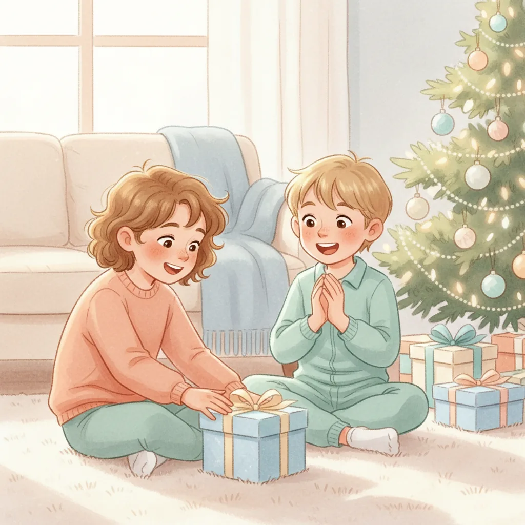 Illustration for: Jeg føler mig spændt og glad, og jeg vil gerne åbne dem alle nu.