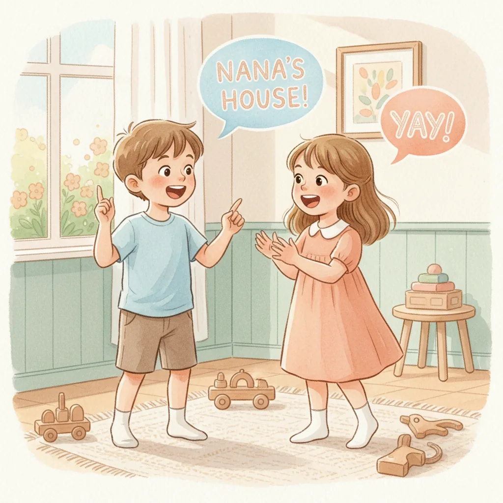 Illustration for: Today, we are going to Nana's house.