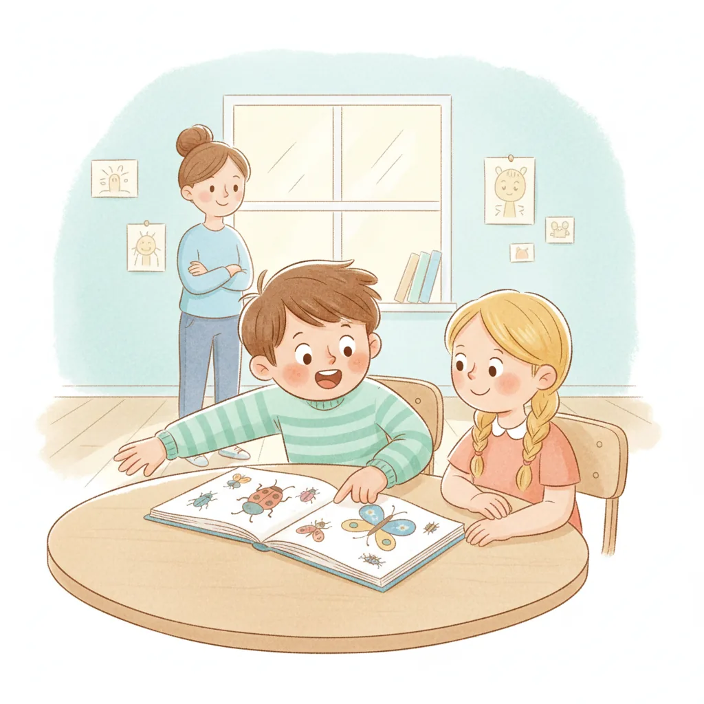 Illustration for: Hi, I’m Thomas. I like learning about insects. They are so interesting!