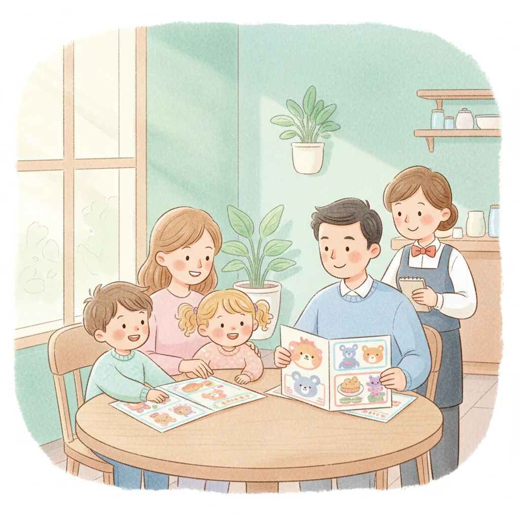 Illustration for: Today, we went to a restaurant.